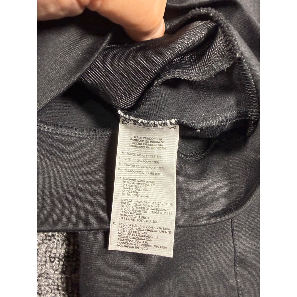 Adidas Mens XL Black Full Zip Track Jacket White Collar 3 Stripe Back Athletic - Picture 8 of 8